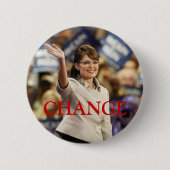 CHANGE-SARAH PALIN PIN 缶バッジ (正面)