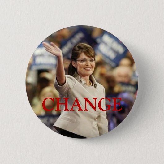 CHANGE-SARAH PALIN PIN 缶バッジ (正面)