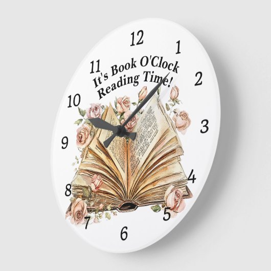 Change Text - It's Book O'Clock Reading Time ラージ壁時計 (傾斜)