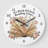 Change Text - It's Book O'Clock Reading Time ラージ壁時計 (正面)