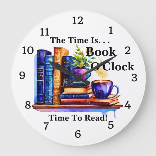 Change Text - Time Is Book O'clock ラージ壁時計 (正面)