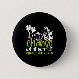 Change What You 食べ Worldおもしろいビーガン認識度Da 缶バッジ