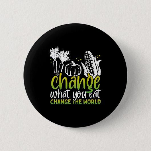 Change What You 食べ Worldおもしろいビーガン認識度Da 缶バッジ (正面)