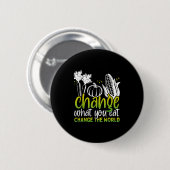 Change What You 食べ Worldおもしろいビーガン認識度Da 缶バッジ (正面&裏面)