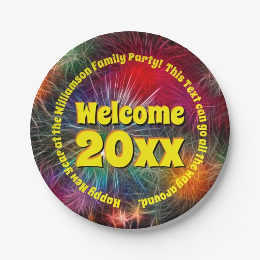 Change Year Edit文字Add Name New Year 20xxパーティー ペーパープレート (正面)