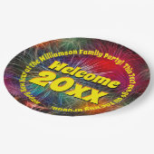 Change Year Edit文字Add Name New Year 20xxパーティー ペーパープレート (アングル)