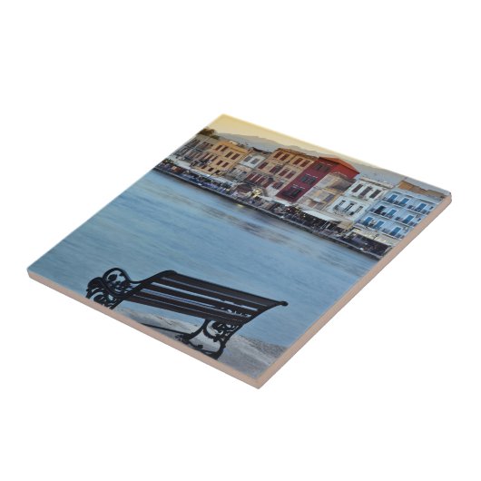 Chania at dusk, Chania, Crete, Greece タイル (側面)