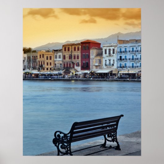 Chania at dusk, Chania, Crete, Greece ポスター (正面)