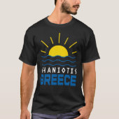 Chaniotis Greece Sunshine And Sea Men's Black Tシャツ (正面)