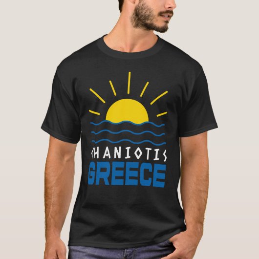 Chaniotis Greece Sunshine And Sea Men's Black Tシャツ (正面)
