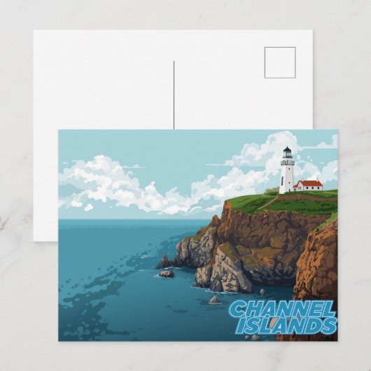 Channel Islands Lighthouse Coastal Art ポストカード (正面/裏面)