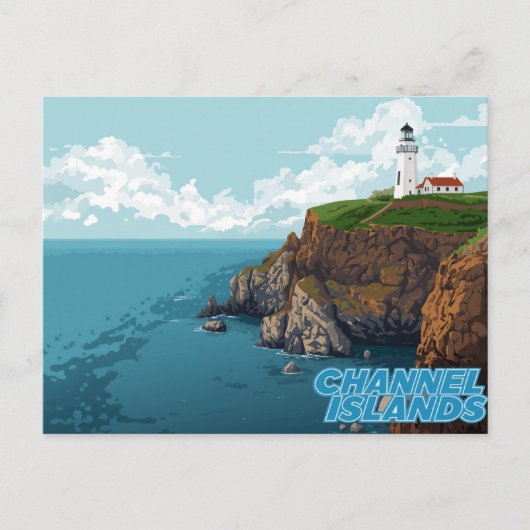 Channel Islands Lighthouse Coastal Art ポストカード (正面)
