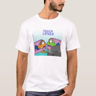 ChannukahのTシャツ-ソファのLatkes Tシャツ
