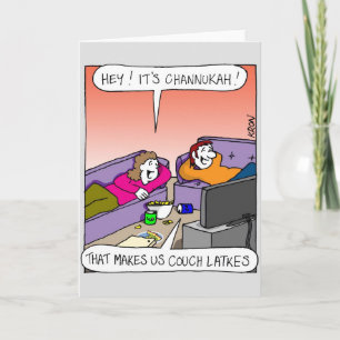 Channukah Greeting Card - Couch Latkes カード
