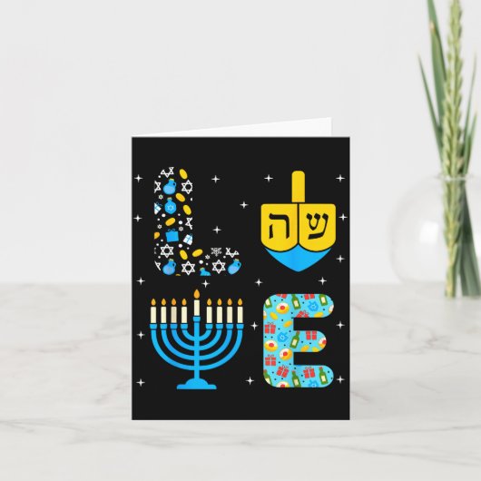 Chanukah Menorah Dreidel Icons Hanukkah Love Celeb カード (正面)