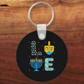 Chanukah Menorah Dreidel Icons Hanukkah Love Celeb キーホルダー (正面)
