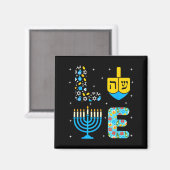 Chanukah Menorah Dreidel Icons Hanukkah Love Celeb マグネット (正面/裏面)