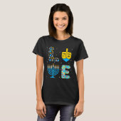 Chanukah Menorah Dreidel Icons Hanukkah Love Celeb Tシャツ (正面フル)
