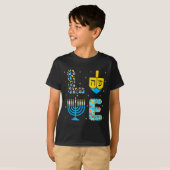 Chanukah Menorah Dreidel Icons Hanukkah Love Celeb Tシャツ (正面フル)
