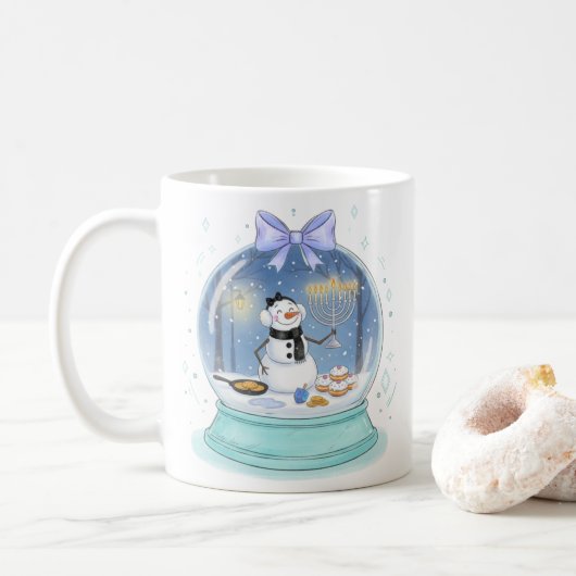 Chanukah Snow Globe コーヒーマグカップ (ドーナツ)