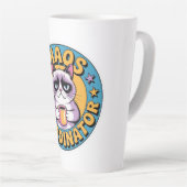 Chaos Coordinator Cat Sticker - Funny Grumpy Coffe カフェラテマグ (右アングル)