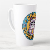 Chaos Coordinator Cat Sticker - Funny Grumpy Coffe カフェラテマグ (左アングル)
