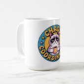 Chaos Coordinator Cat Sticker - Funny Grumpy Coffe コーヒーマグカップ (正面左)