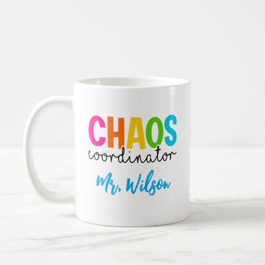 Chaos Coordinator Notebook – Funny Teacher Quote コーヒーマグカップ (左)