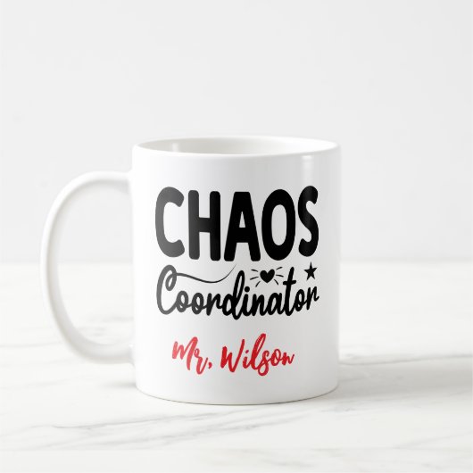 Chaos Coordinator Notebook – Funny Teacher Quote コーヒーマグカップ (左)