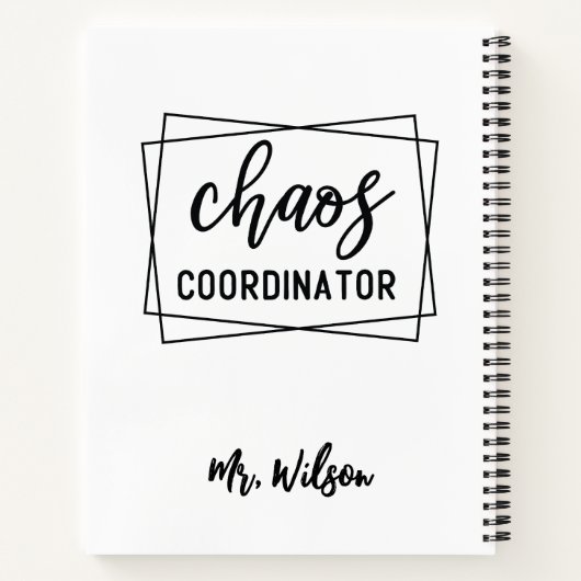 Chaos Coordinator Notebook – Funny Teacher Quote ノートブック (裏面)