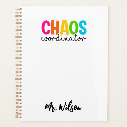 Chaos Coordinator Notebook – Funny Teacher Quote プランナー手帳 (正面)