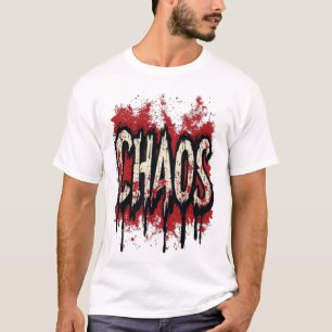 Chaos Distressed Grunge Typography - エッジーなスプラッター Tシャツ