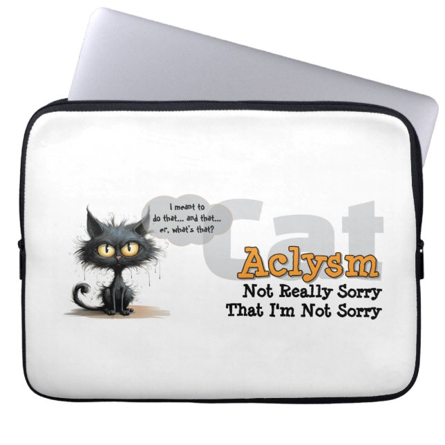 Chaos Kitty Laptop Sleeve: Not Sorry ラップトップスリーブ (正面)