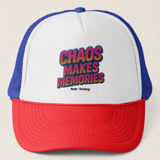 Chaos Makes Memories Retro Synthwave Design Funny キャップ (正面)
