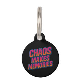 Chaos Makes Memories Retro Synthwave Design Funny  ペット　ネームタグ