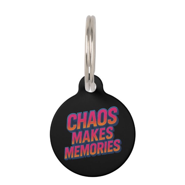 Chaos Makes Memories Retro Synthwave Design Funny  ペット　ネームタグ (正面)