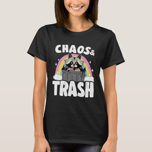 Chaos & Trash Garbage Panda Rainbow Raccoon Tシャツ (正面)