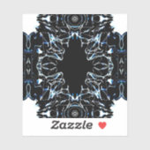 Chaotic Abstract Blue on Black and White Fluid Art シール (シート)