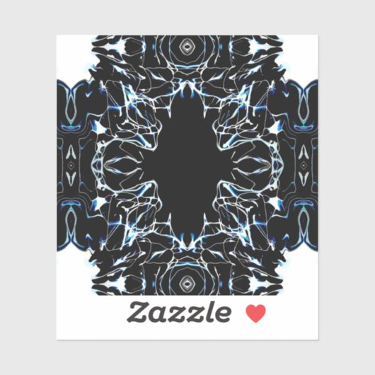 Chaotic Abstract Blue on Black and White Fluid Art シール (シート)