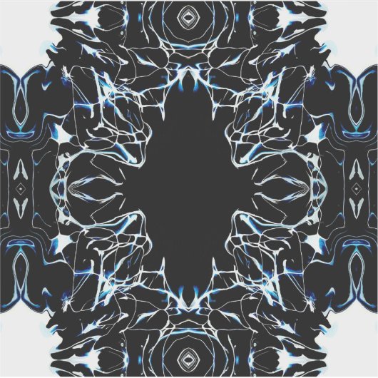 Chaotic Abstract Blue on Black and White Fluid Art シール (正面)