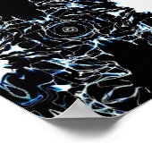Chaotic Abstract Blue on Black and White Fluid Art ポスター (角)