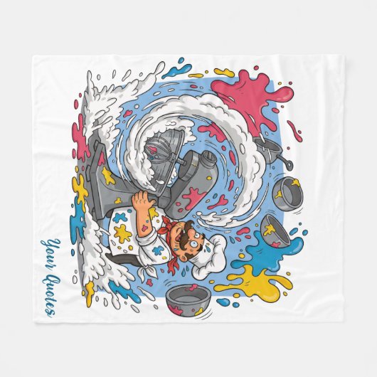 Chaotic Chef With Exploding Mixer フリースブランケット (正面(横))