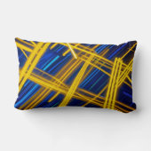 Chaotic Electric Yellow Cyan Abstract Cyberpunk ランバークッション (裏面)