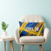 Chaotic Electric Yellow Cyan Abstract Cyberpunk ランバークッション (椅子)