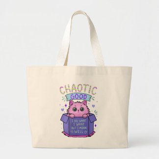 Chaotic Good Cat | 私のやりたいようにやるわ ラージトートバッグ