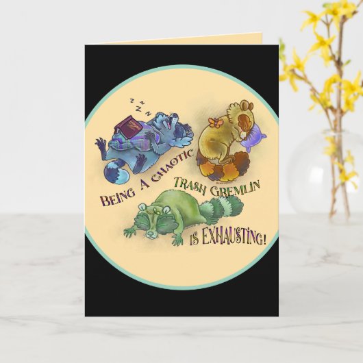 Chaotic Trash Gremlin, sleepy raccoons カード (黄色い花)