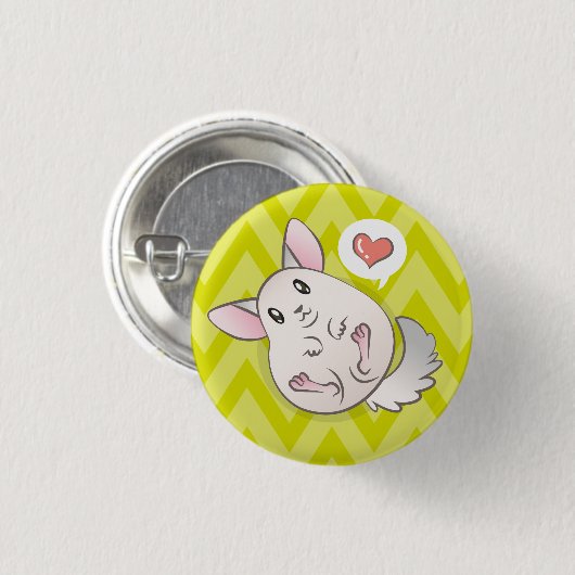 Chapa 3,2cm Chinchilla Corazón Verde 缶バッジ (正面&裏面)