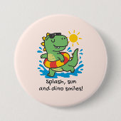 Chapa divertida con dinosaurio veraniego para niño 缶バッジ (正面)