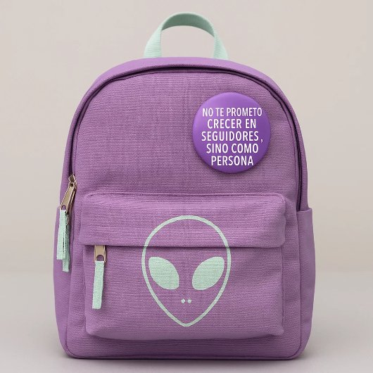 Chapa motivadora morada – No te prometo crecer en  缶バッジ