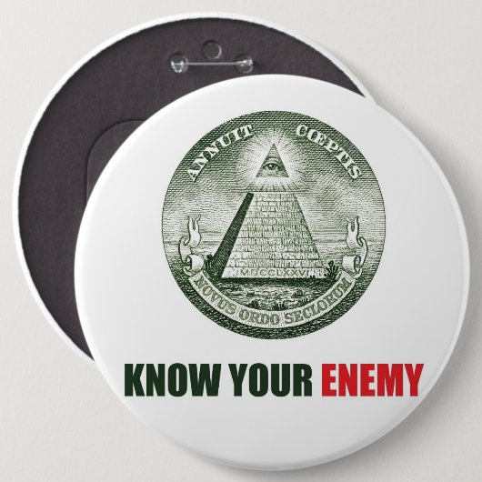 chapa pin know your enemy illuminati 缶バッジ (正面&裏面)